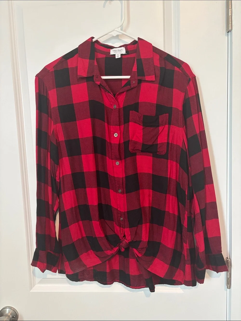 True Craft Red and Black Plaid Button-Down Shirt